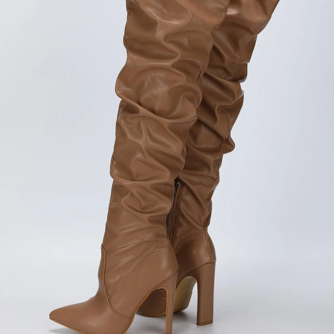 Stiletto Heeled Side Zip Slouchy Boots