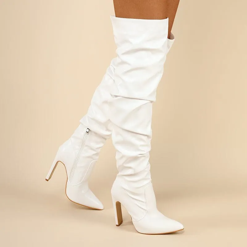 Stiletto Heeled Side Zip Slouchy Boots