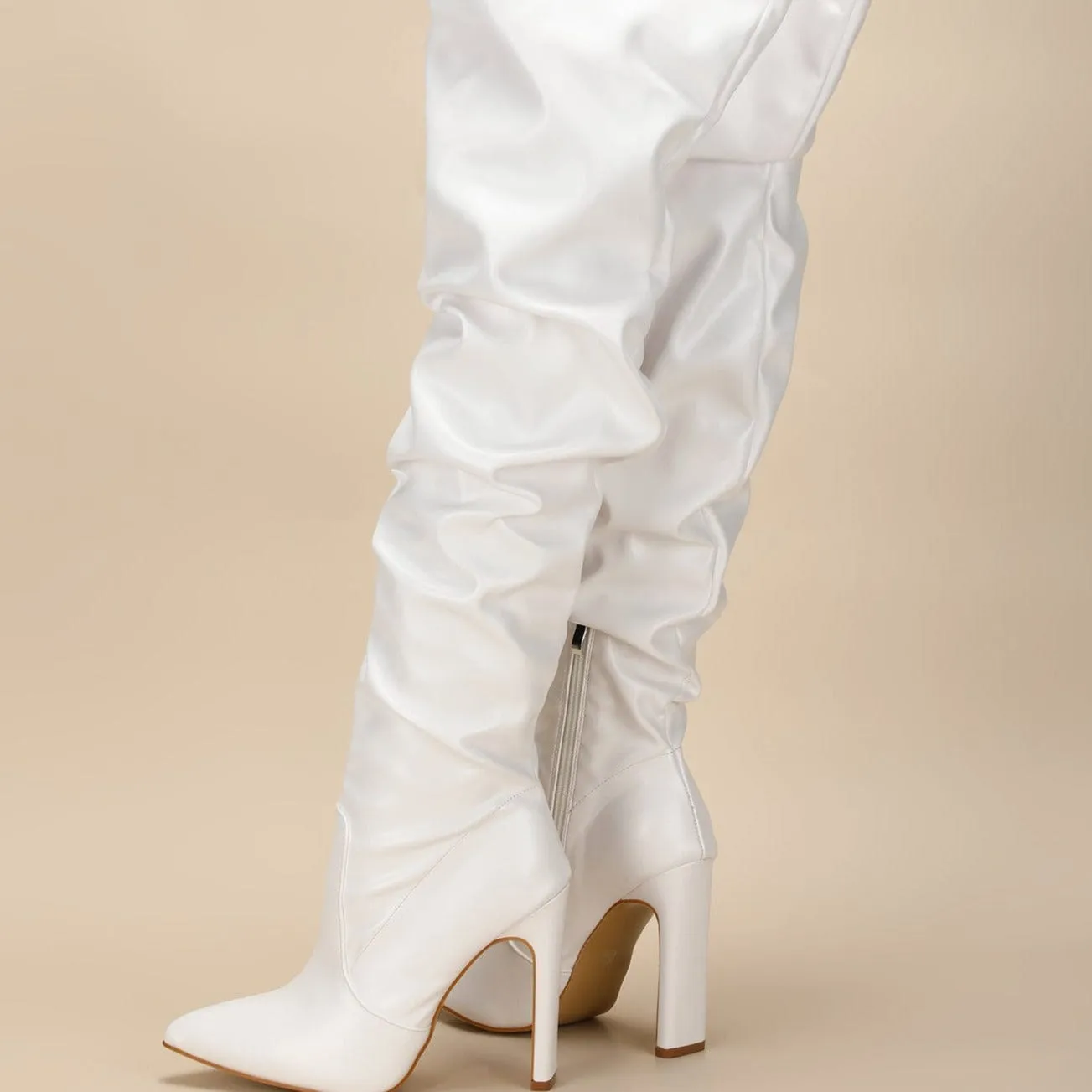 Stiletto Heeled Side Zip Slouchy Boots