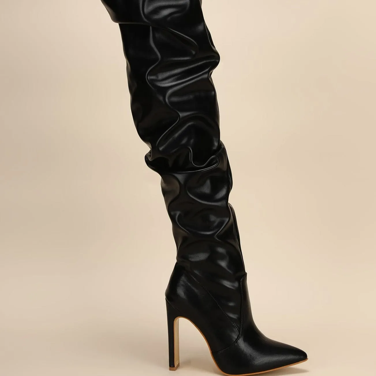 Stiletto Heeled Side Zip Slouchy Boots