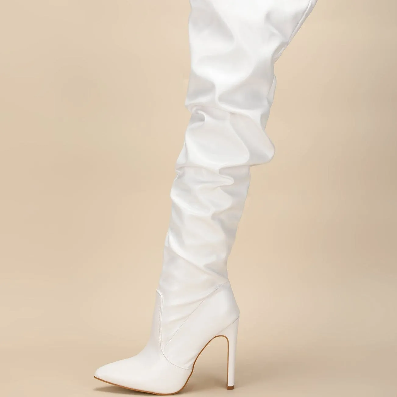 Stiletto Heeled Side Zip Slouchy Boots