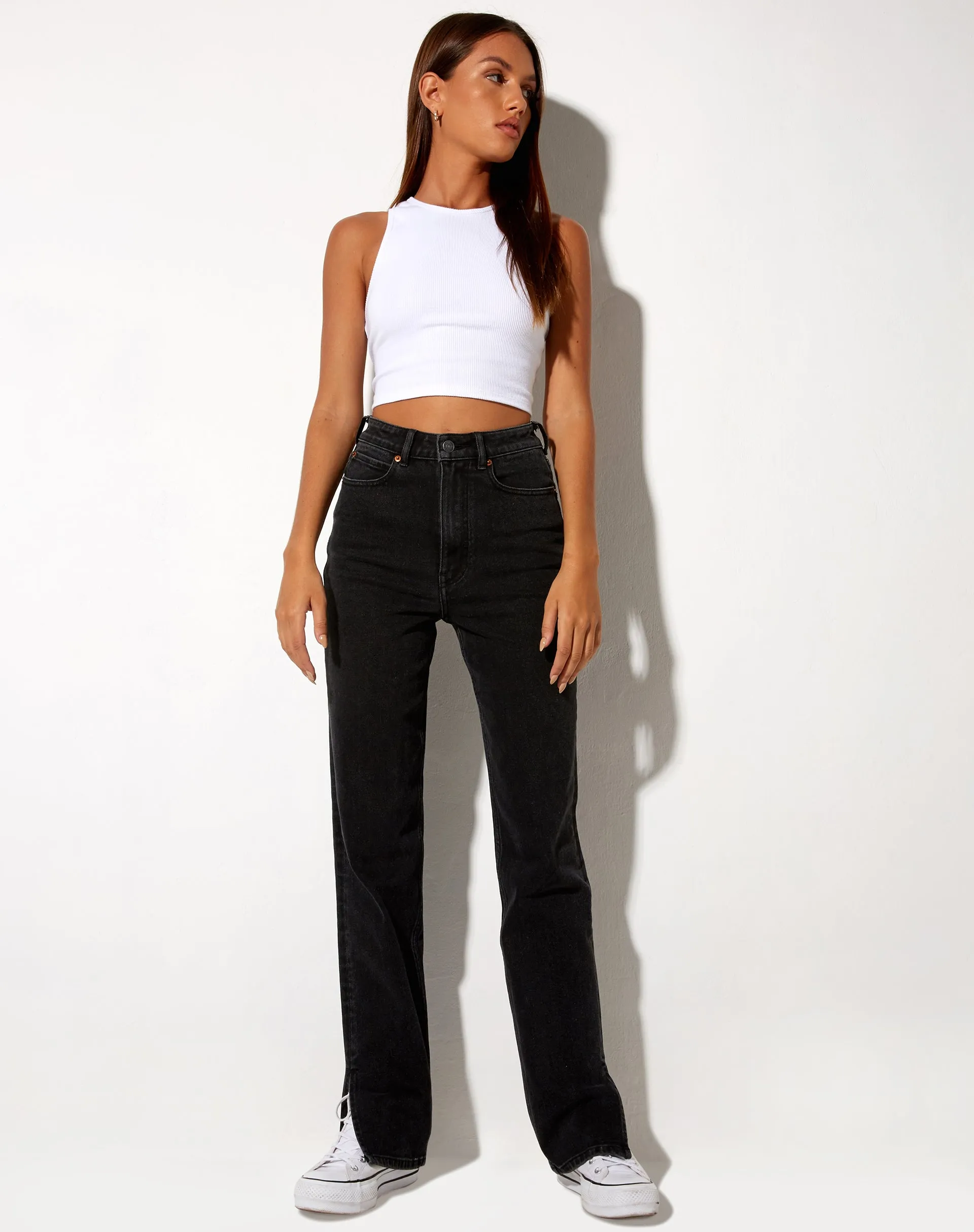 Straight Leg Jeans in Black Wash