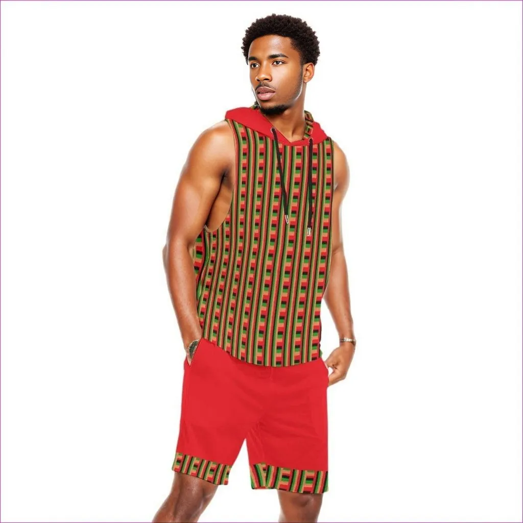 Striped Galore Men's Sleeveless Vest And Short Set