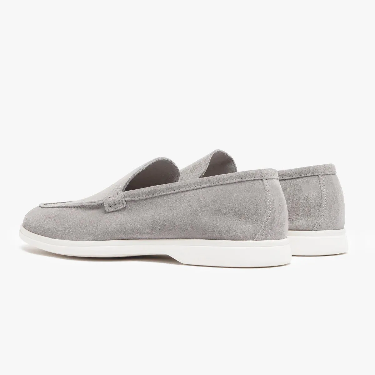 SUEDE LOAFERS WITH RUBBER SOLE- GREY