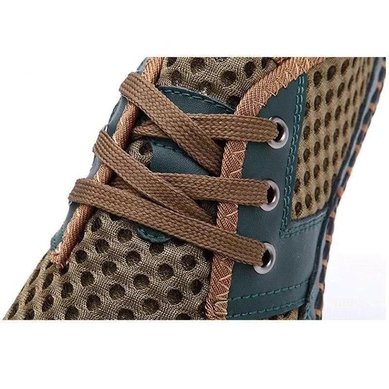 Summer Breathable Mesh Men Casual Shoes For Comfortable Handmade Men Lace-Up Loafers Men Shoes