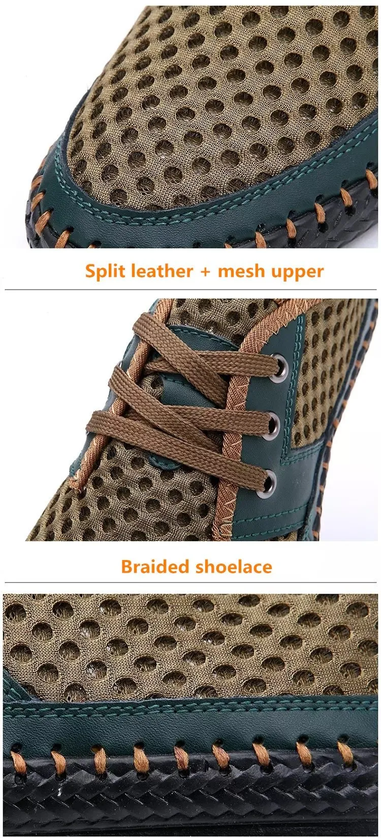 Summer Breathable Mesh Men Casual Shoes For Comfortable Handmade Men Lace-Up Loafers Men Shoes