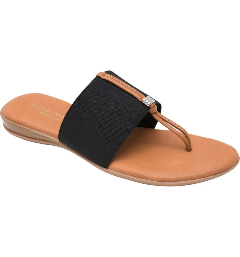 The Elastic Thong Sandal in Black