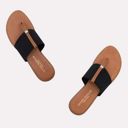 The Elastic Thong Sandal in Black