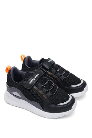 Tonny Black Boy's Black White Velcro Sport Shoes