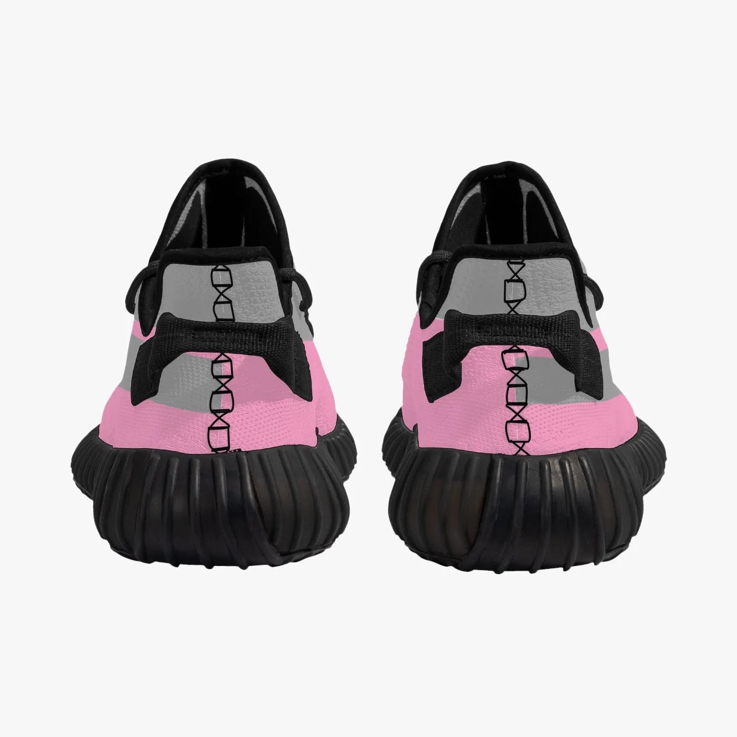 Trendy Mesh Knit Sneakers - Black and Pink