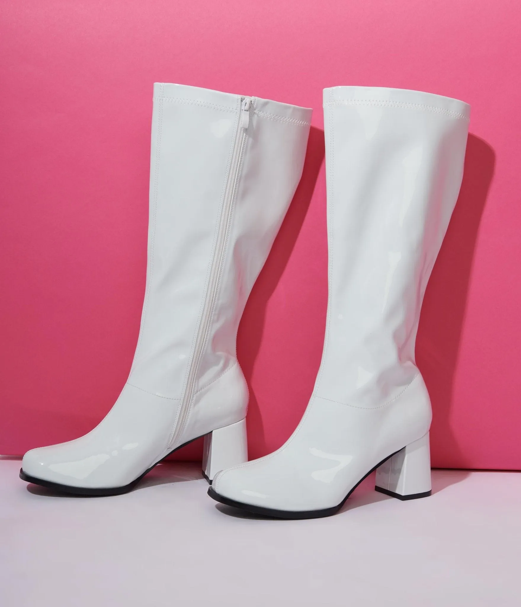 Unique Vintage White Patent Gogo Boot