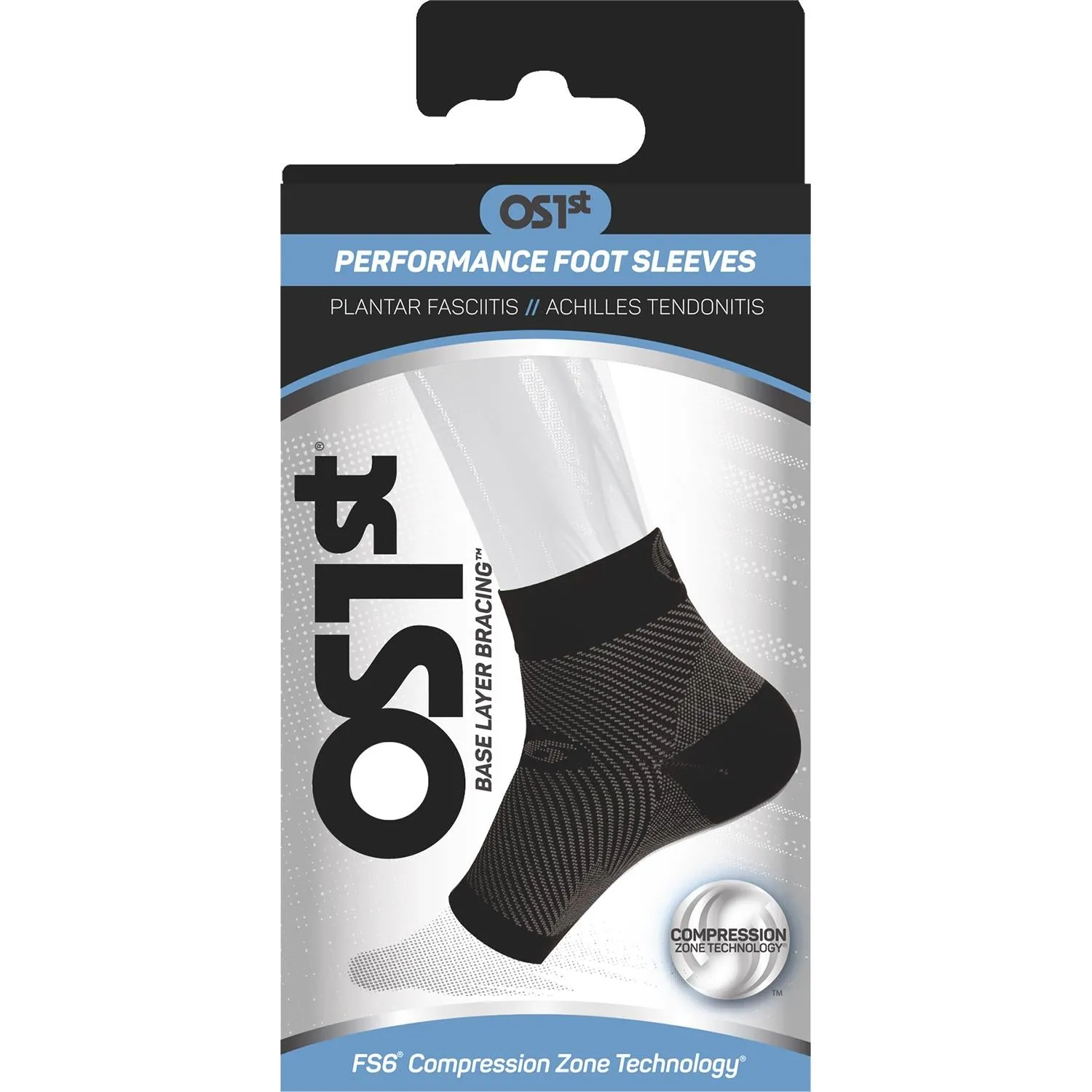 Unisex OS1st FS6 Plantar Fasciitis Compression Foot Sleeve - Single Black