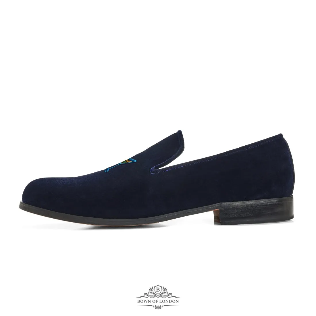 Velvet Loafer/Slipper Shoe Plain Navy Blue