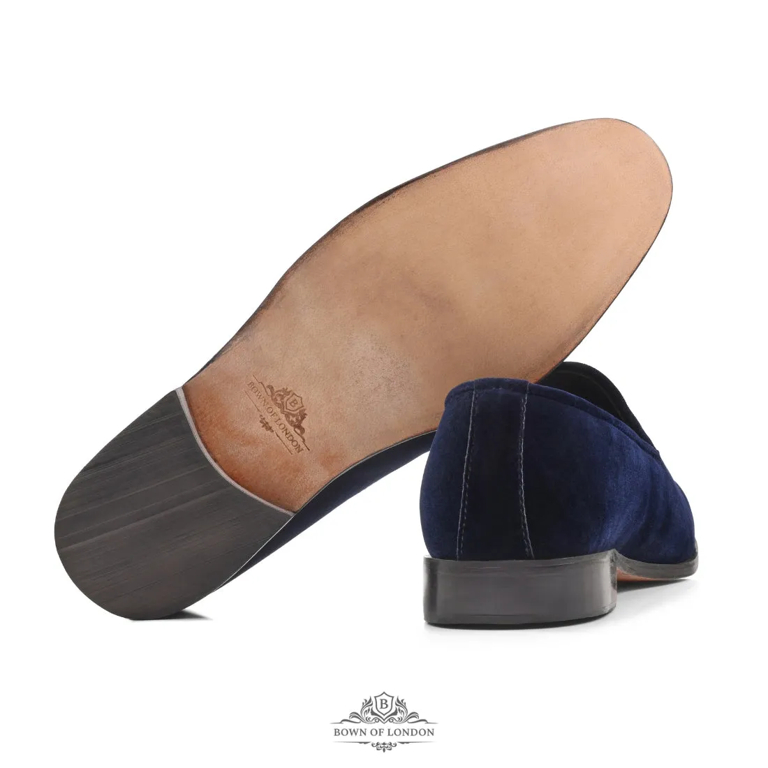 Velvet Loafer/Slipper Shoe Plain Navy Blue