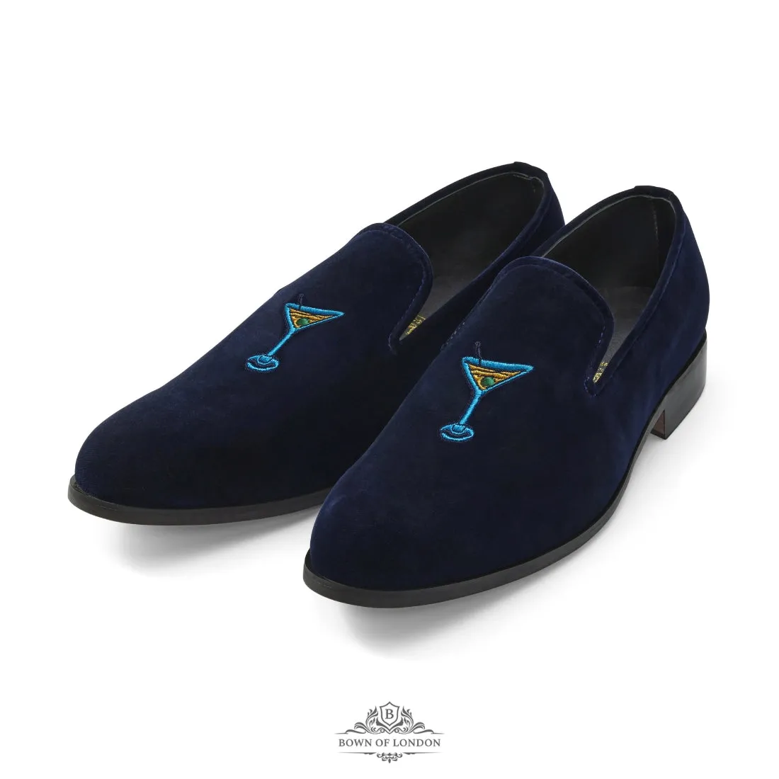 Velvet Loafer/Slipper Shoe Plain Navy Blue