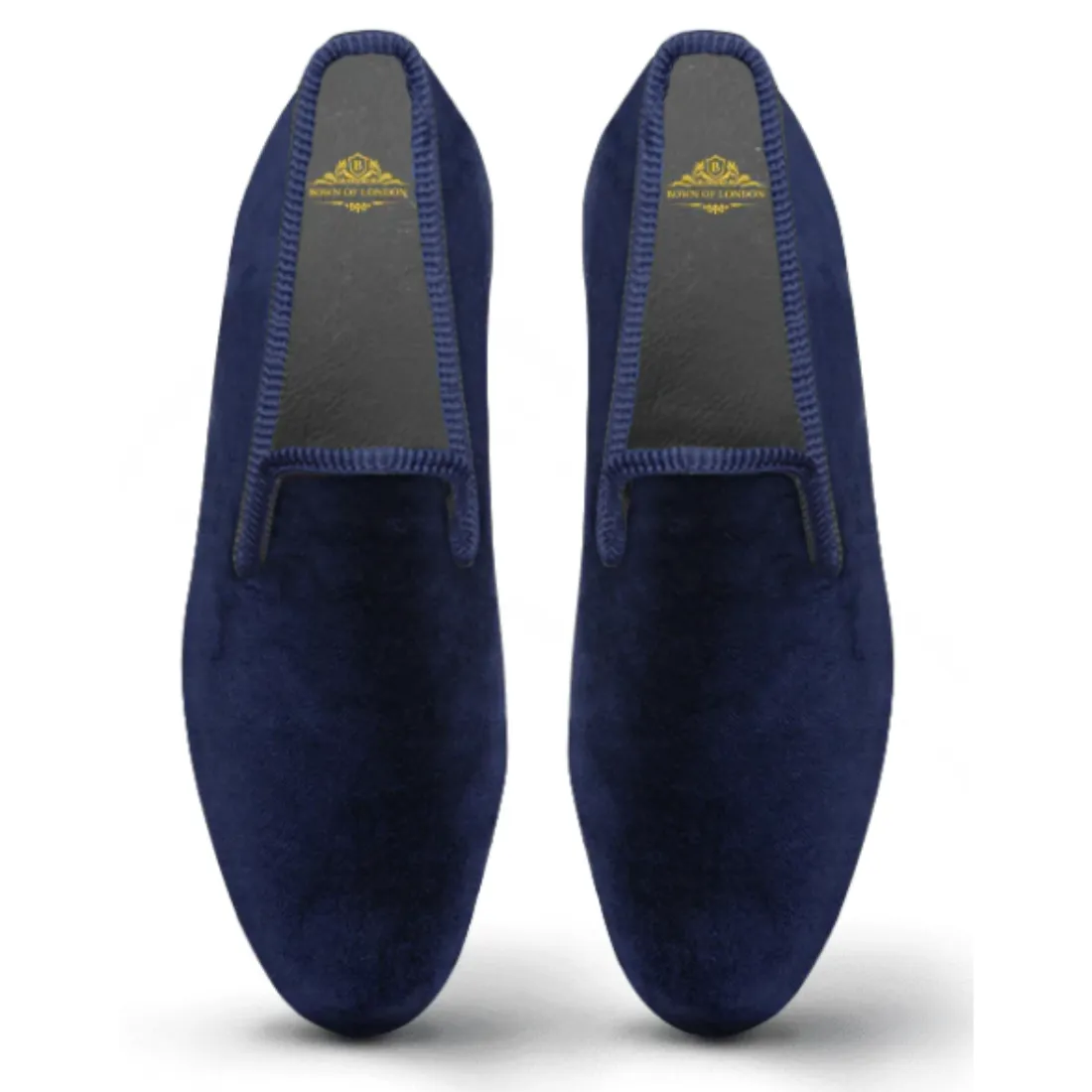 Velvet Loafer/Slipper Shoe Plain Navy Blue