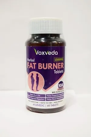 Voxveda's Fat Burner for Men & Women | Herbal Fat Burner Tablets 1500 mg (60 Tablets) | Helps Weight Loss Support with Herbal Extracts - 10X Formula | Helps Burn Fats