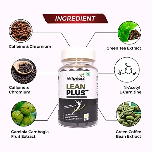 Wipness 100% Natural Thermogenic Fat Burner Tablets With Garcinia Cambogia, Green Tea, Green Coffee Bean & Apple Cider Vinegar Weight Loss Supplements For Women & Men