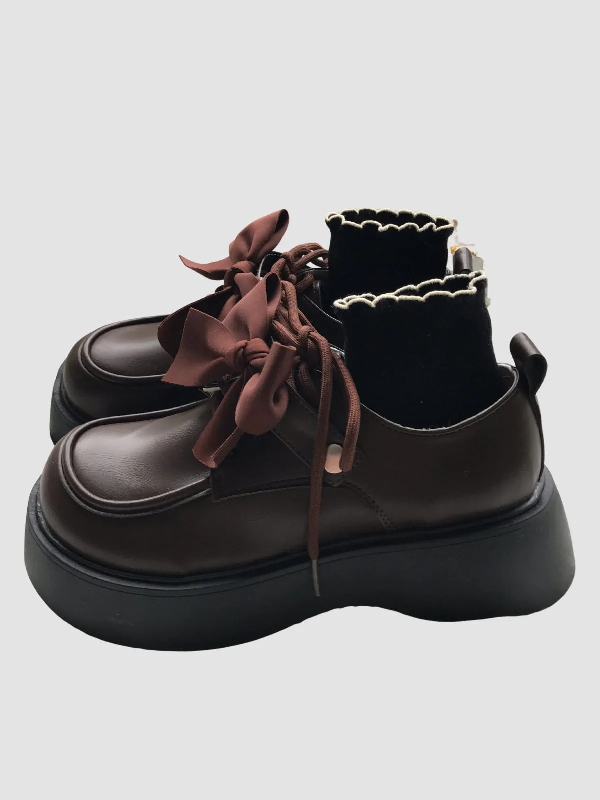 WLS Cute Bow Retro Leather Women Shoes