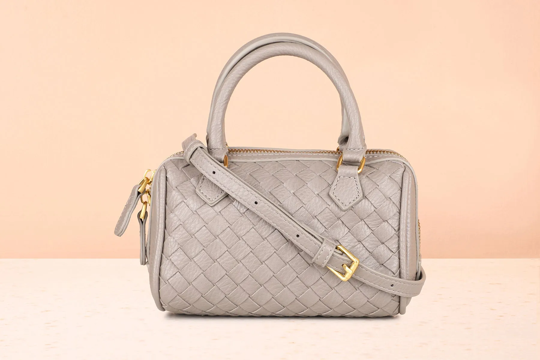 Women Light Grey Textured Sling Bag