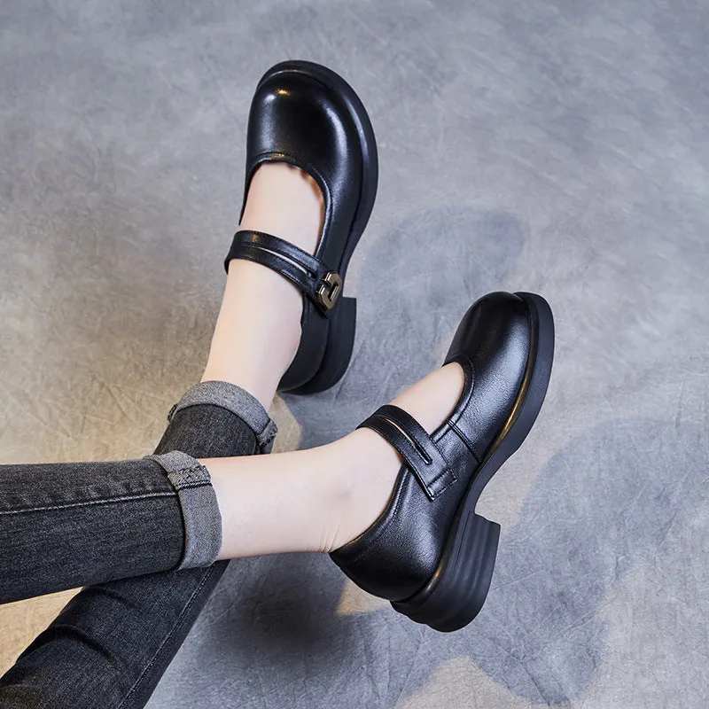 Women Minimalist Leather Casual Mary Jane Shoes