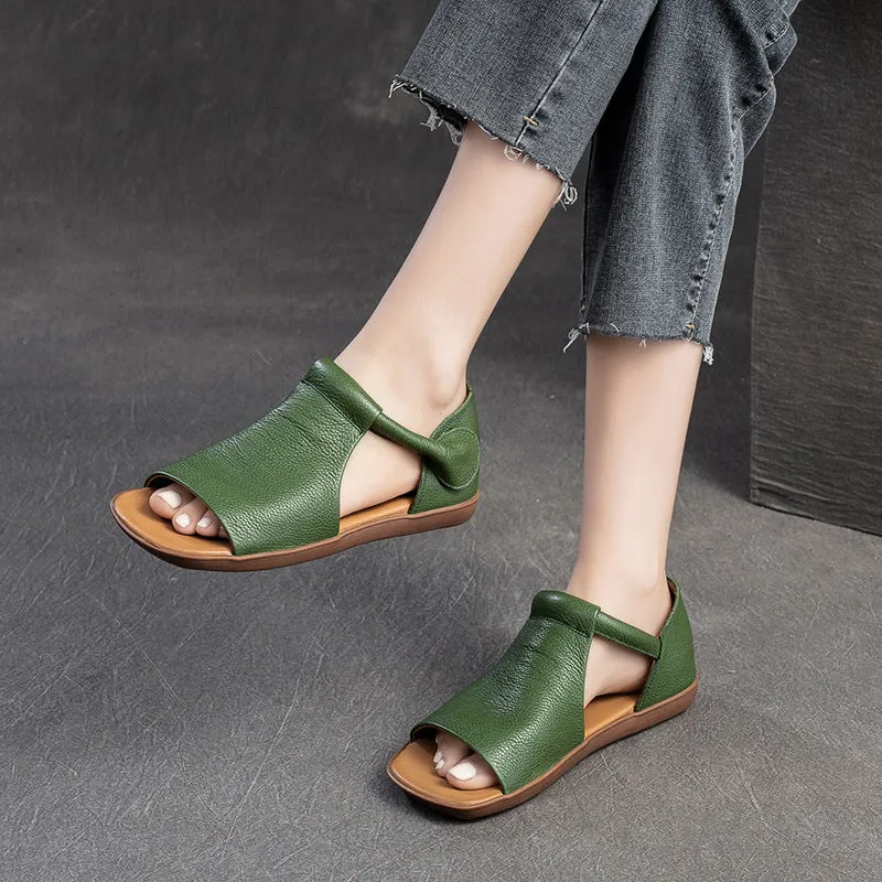 Women Minimalist Leather Flat Casual Sandals