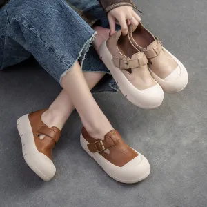 Women Minimalist Leather Velcro Flat Casual Shoes