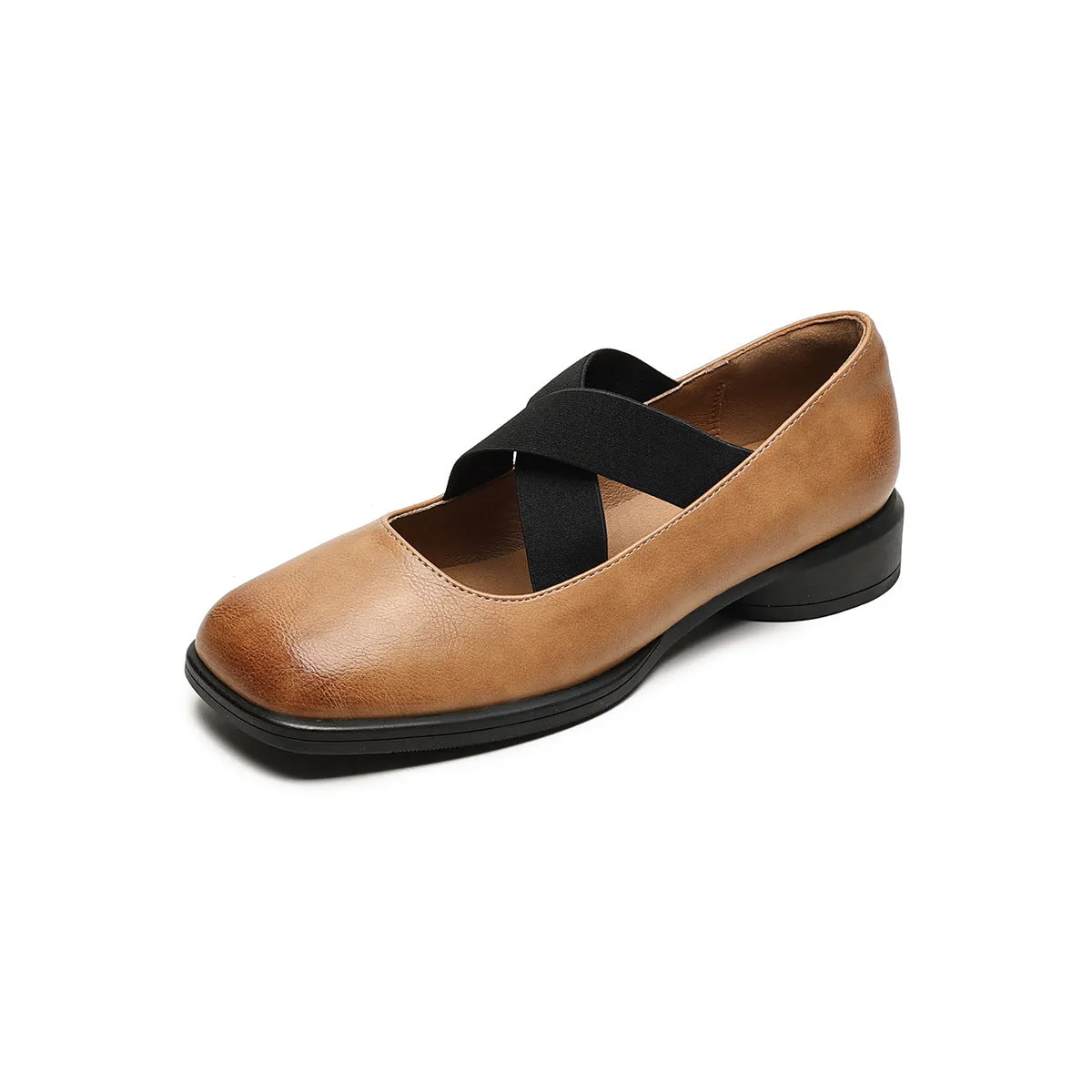 Women Retro Cross Strap Leather Casual Shoes