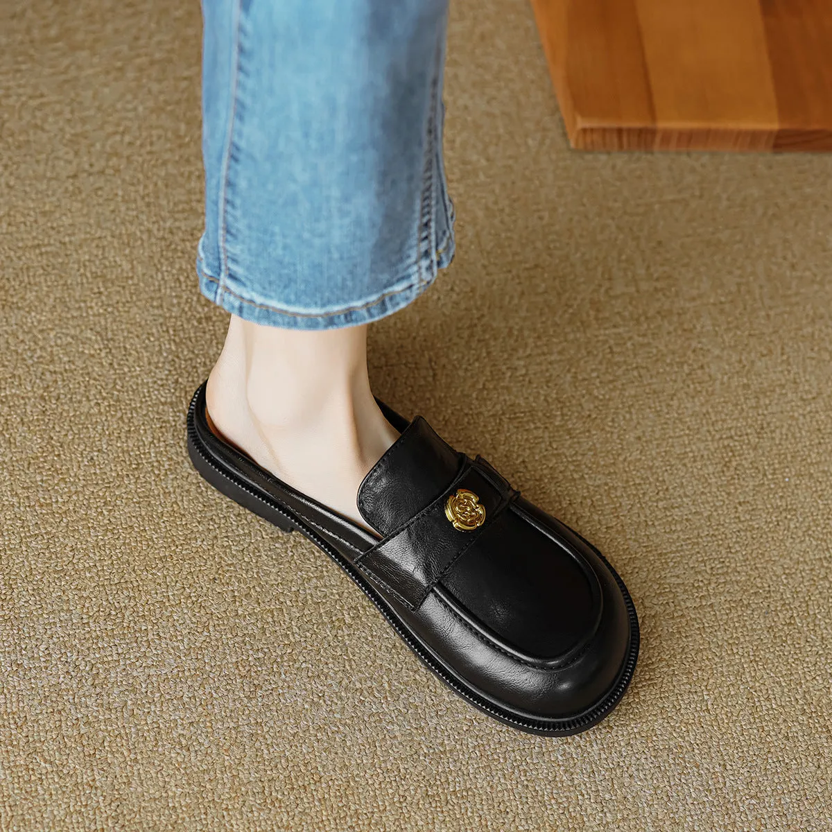 Women Retro Minimalist Flat Casual Mules