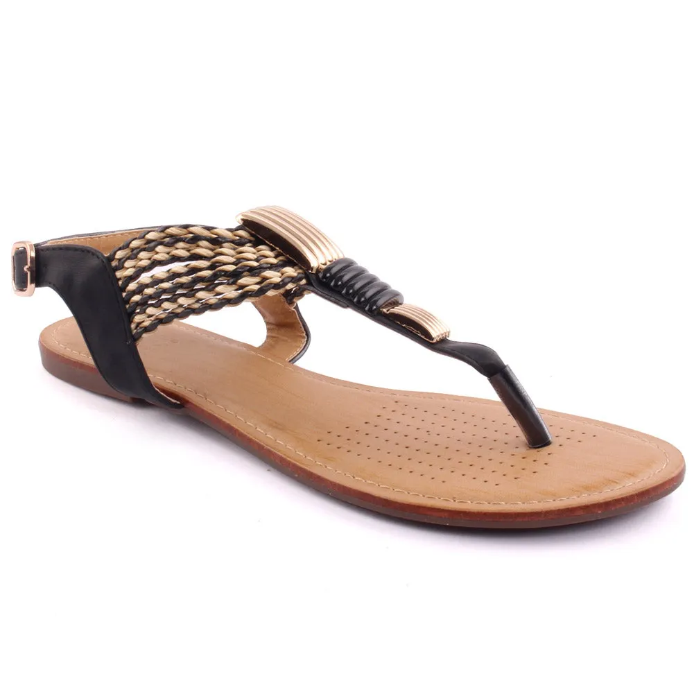 Women ’Scuttle’ Embroidered Open Toe Thong Sandals