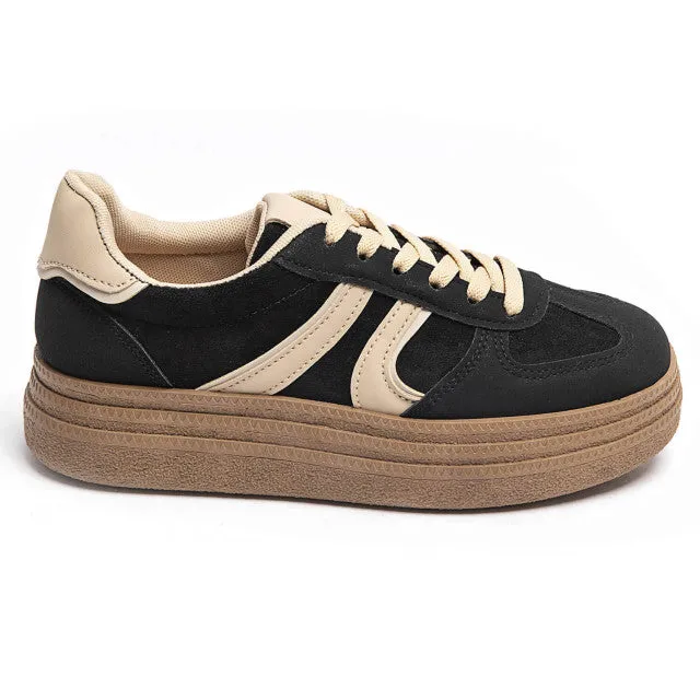 Womens Black Gum Sole Trainer