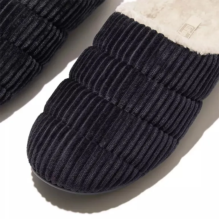 Women's Fitflop Chrissie Biofleece-Lined Corduroy Slippers Color: Midnight Navy