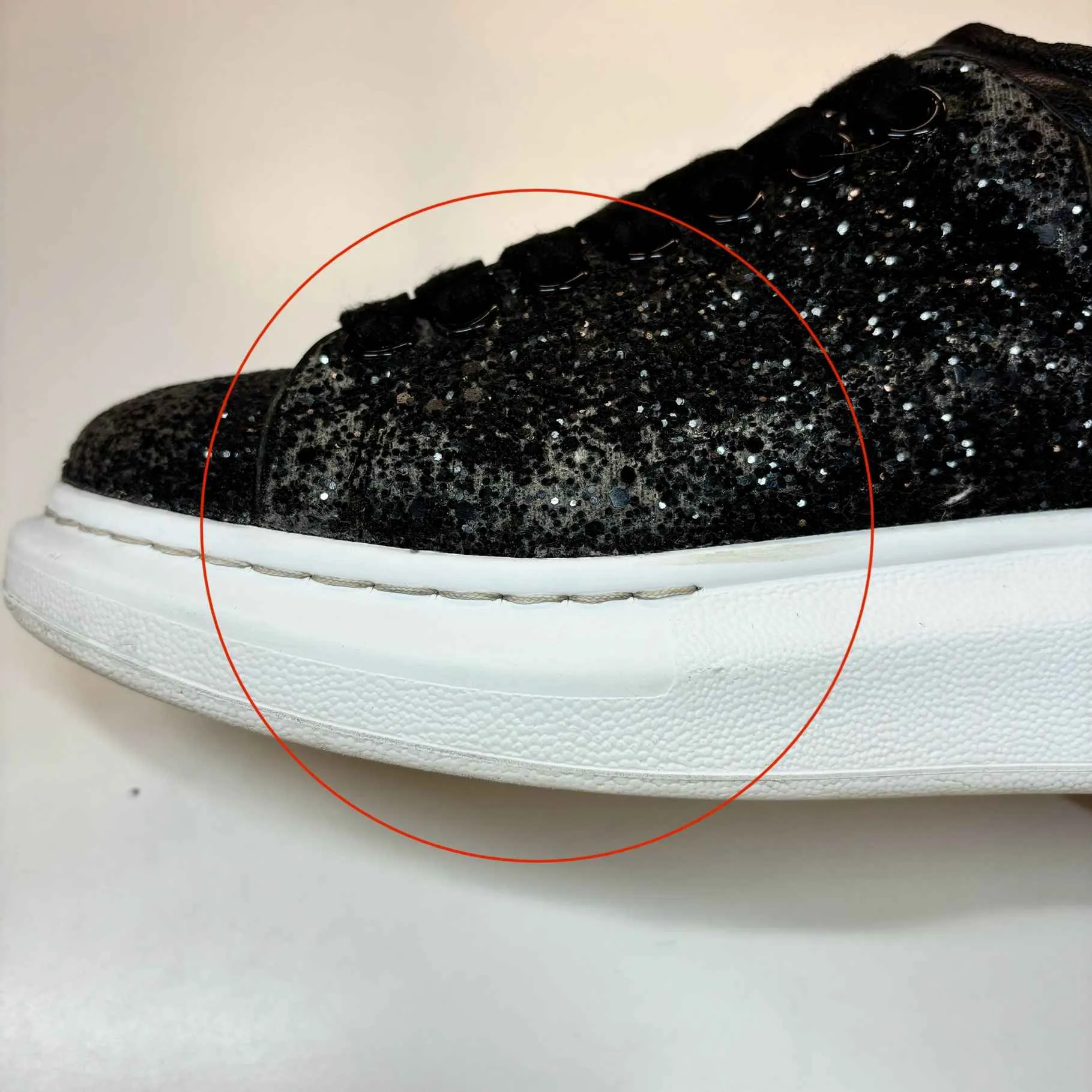 Women's Glitter Oversized Low Trainers Black Size EU 36.5 / UK 3.5