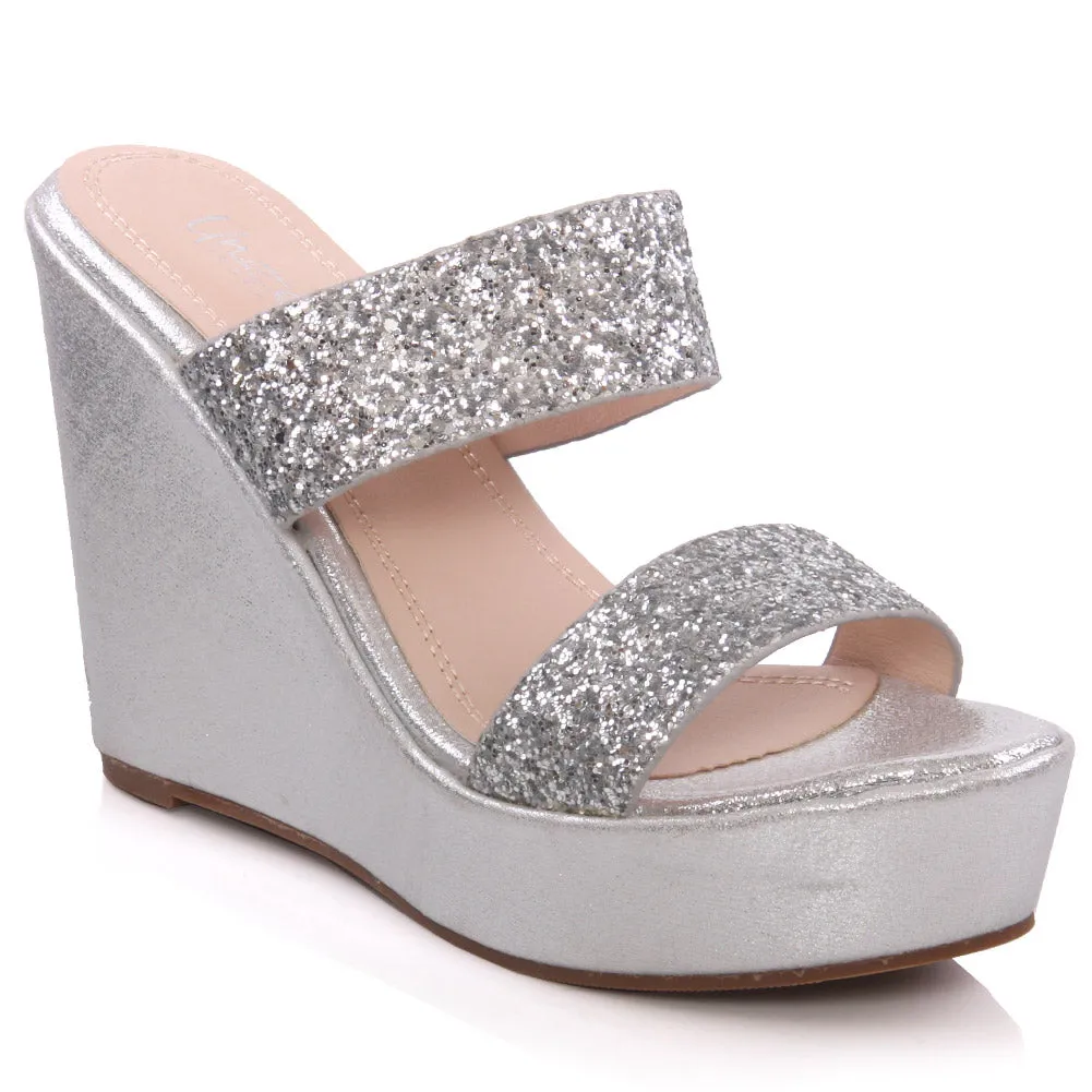 Womens ‘Kerry’ Glittery Wedge Slippers