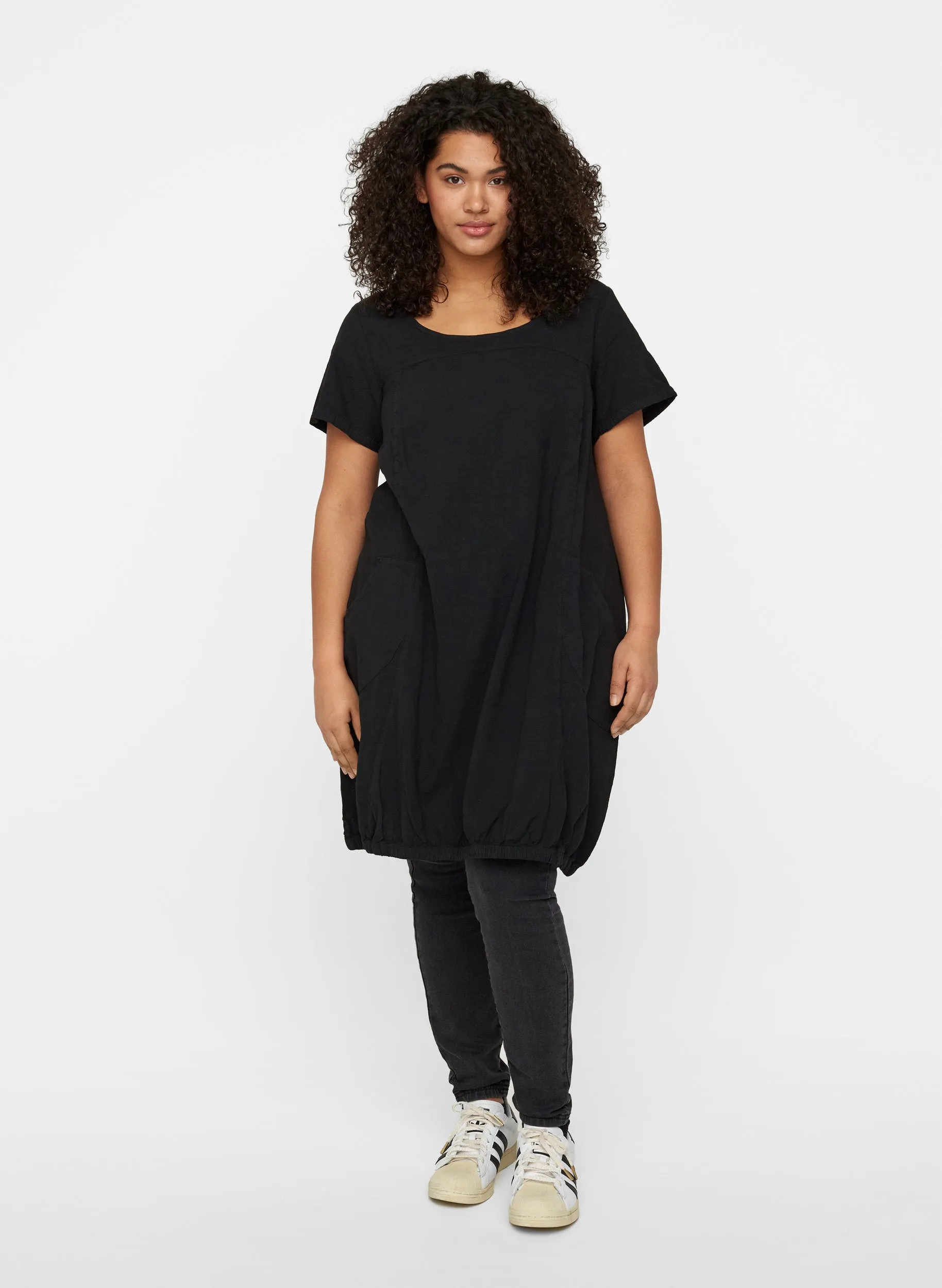 Zizzi Cotton Bubble Dress in Black